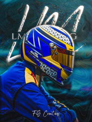 Creative edit of a racing helmet with light-trail lettering