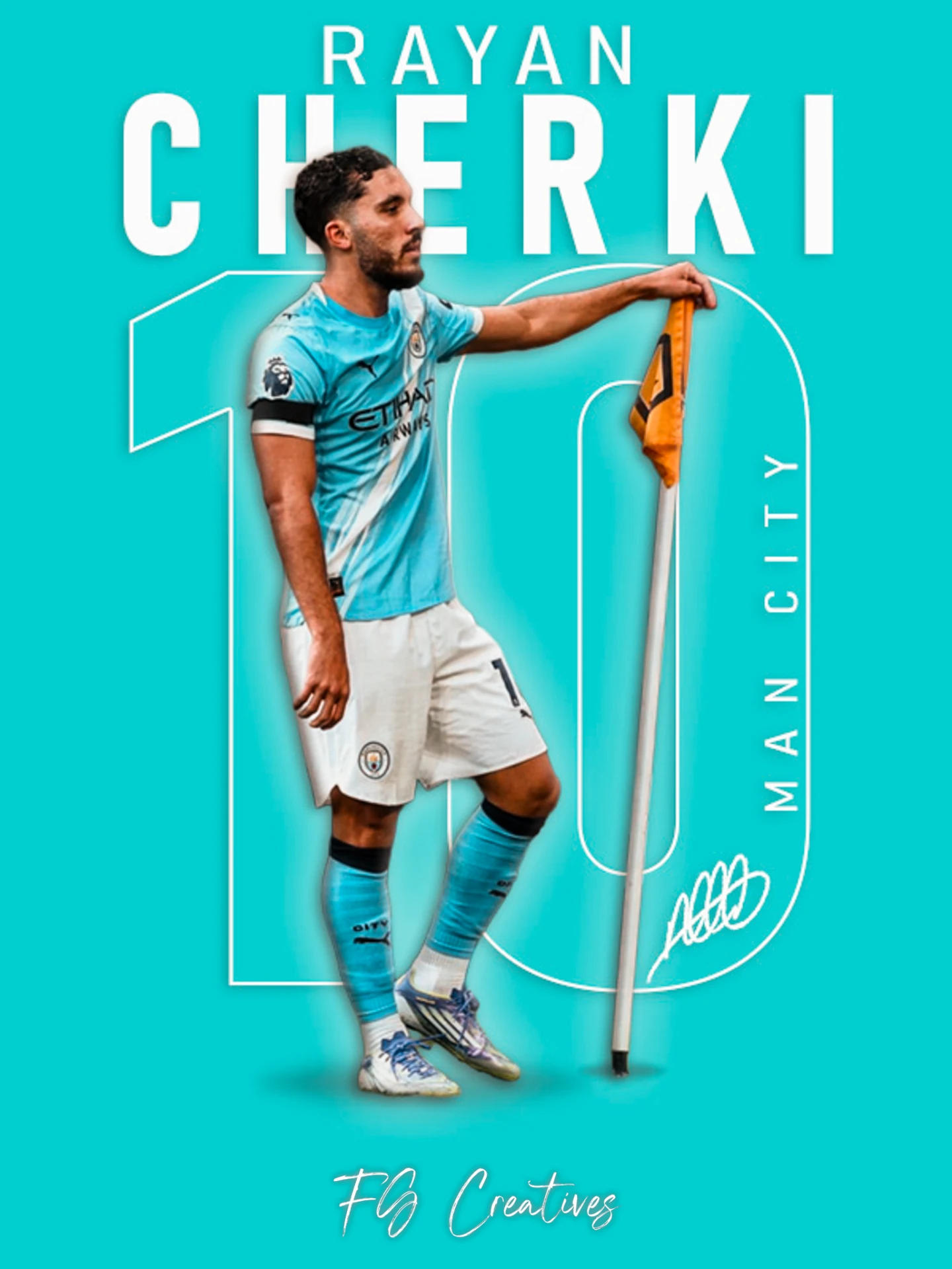 Rayan Cherki player graphic by FG Creatives