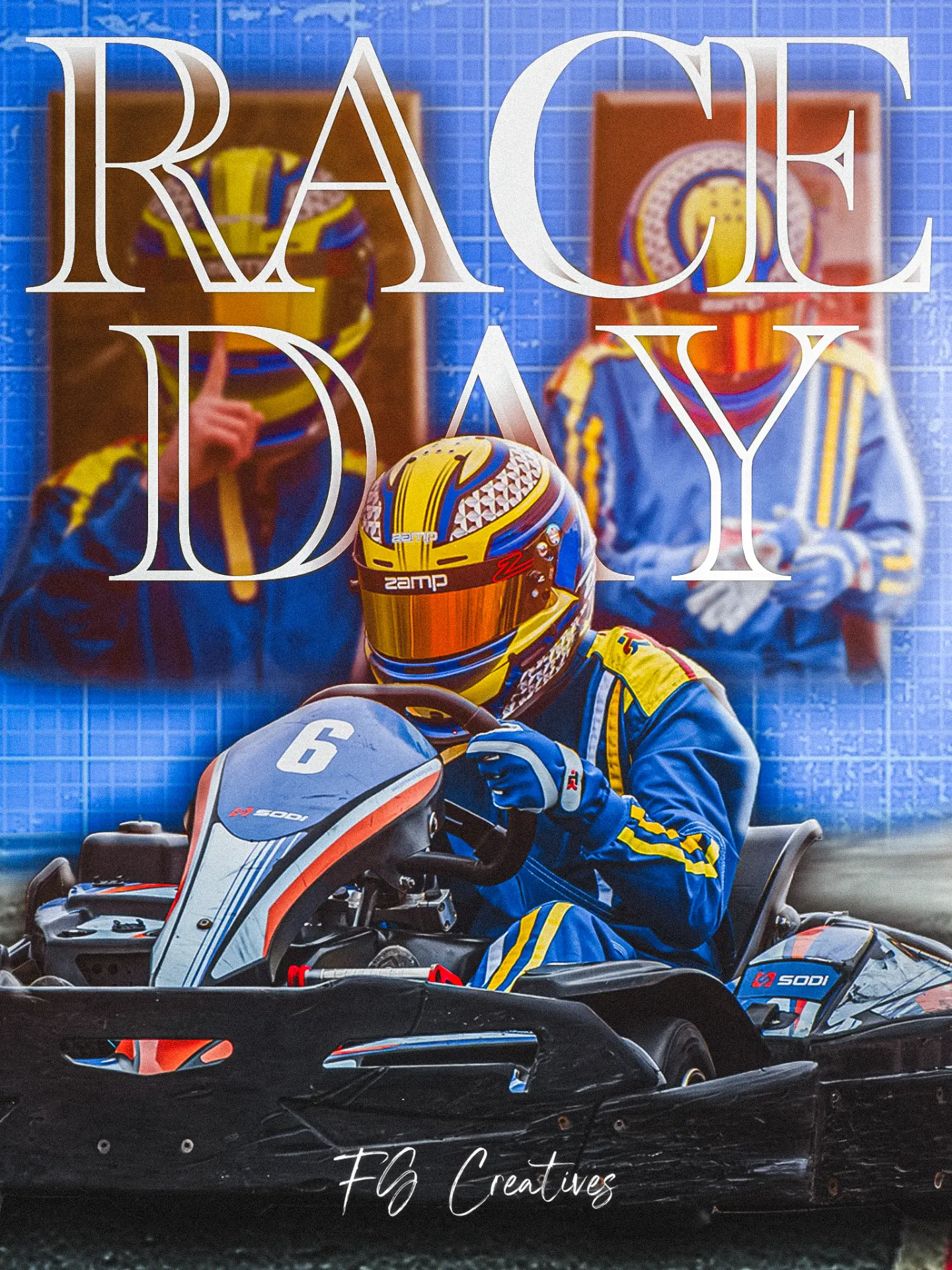 Race Day karting poster graphic by FG Creatives