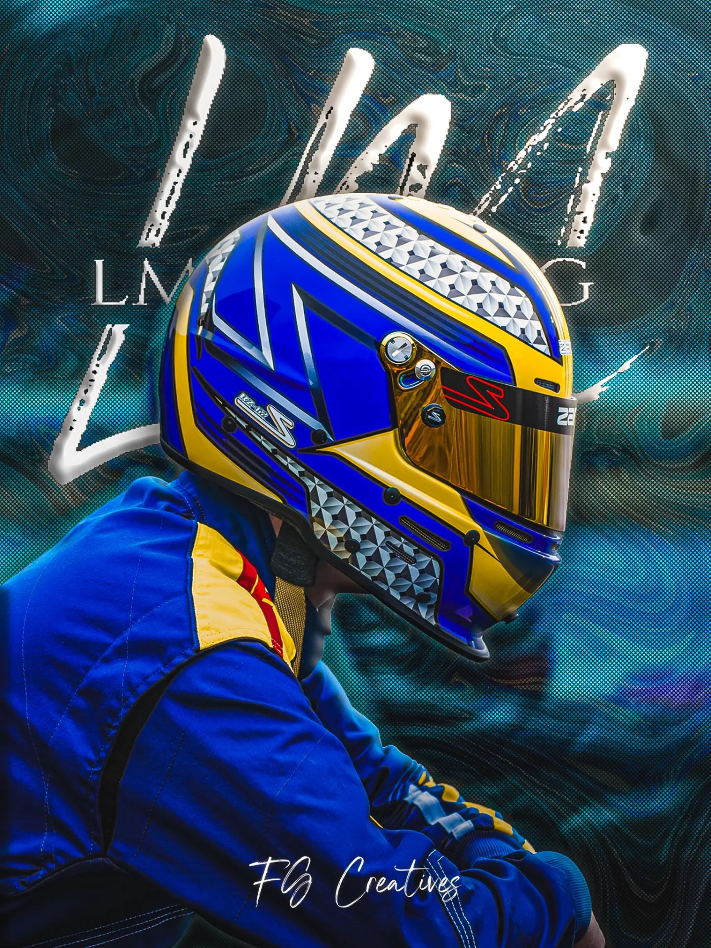 LM.Karting helmet graphic design by FG Creatives
